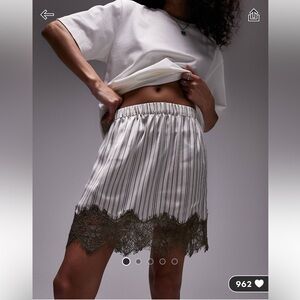 Topshop satin lace petticoat mini skirt in stripe